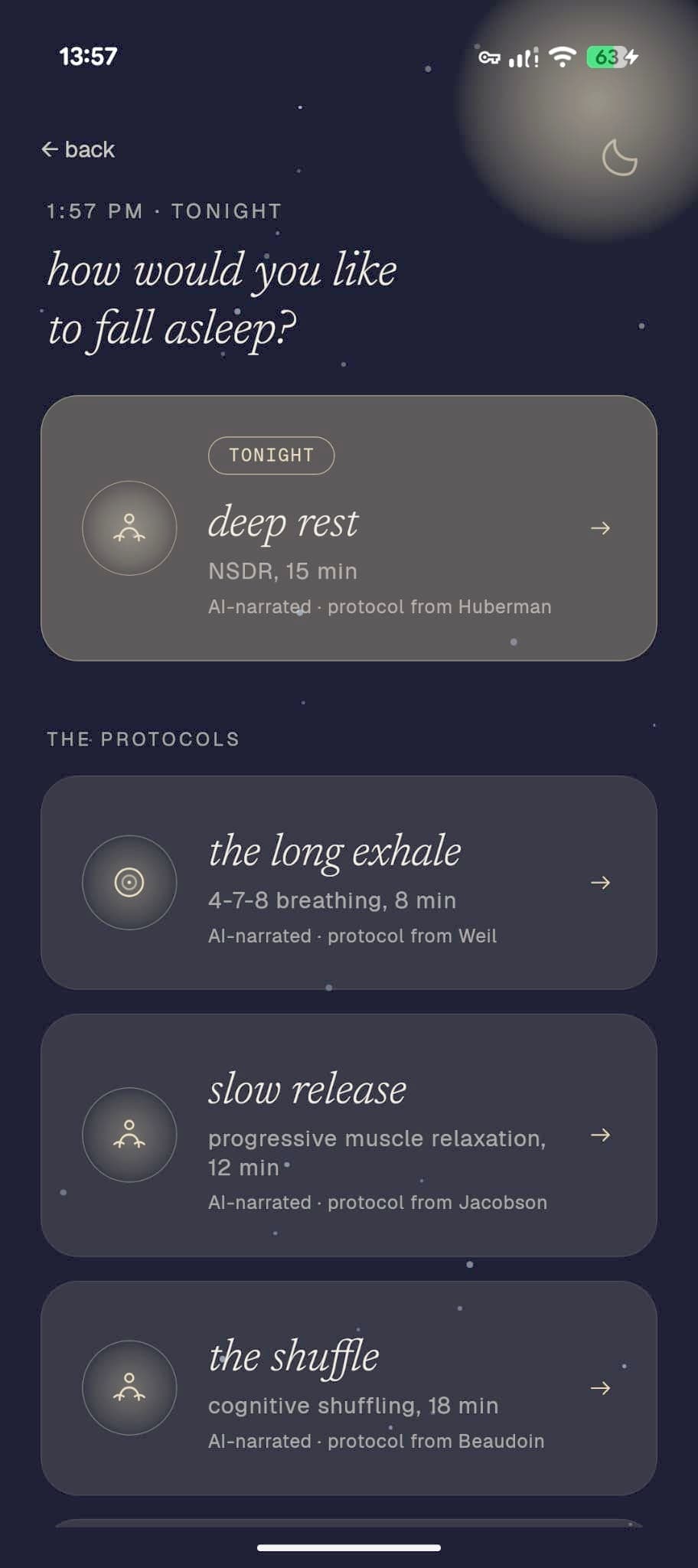the wind-down chooser: how would you like to fall asleep